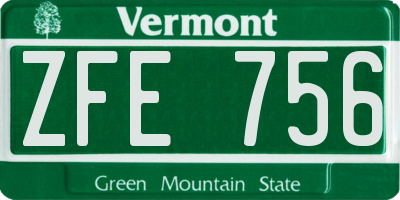 VT license plate ZFE756