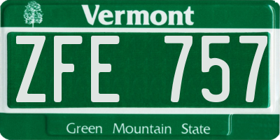 VT license plate ZFE757
