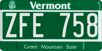 VT license plate ZFE758