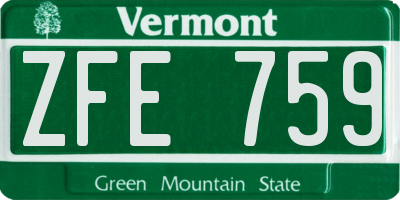 VT license plate ZFE759