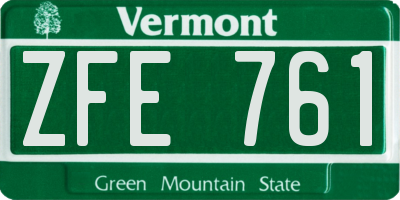 VT license plate ZFE761