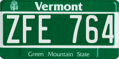 VT license plate ZFE764