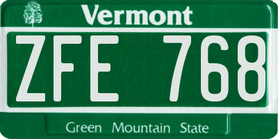 VT license plate ZFE768