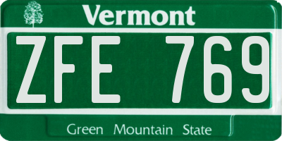 VT license plate ZFE769