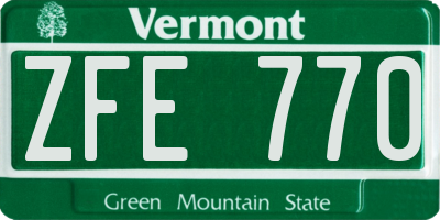 VT license plate ZFE770