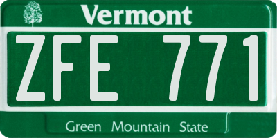 VT license plate ZFE771