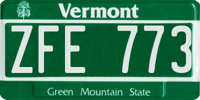 VT license plate ZFE773