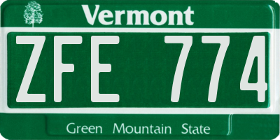 VT license plate ZFE774
