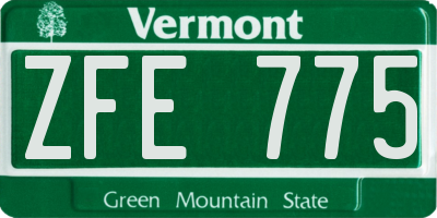 VT license plate ZFE775