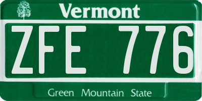 VT license plate ZFE776