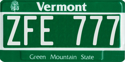 VT license plate ZFE777