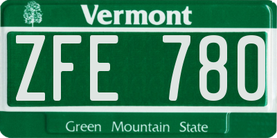 VT license plate ZFE780