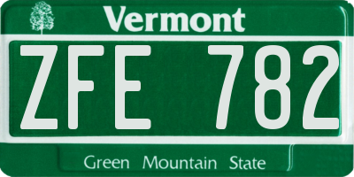 VT license plate ZFE782