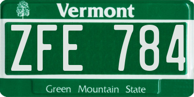 VT license plate ZFE784