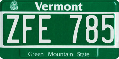 VT license plate ZFE785