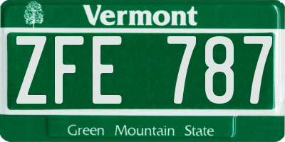VT license plate ZFE787