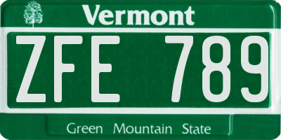 VT license plate ZFE789