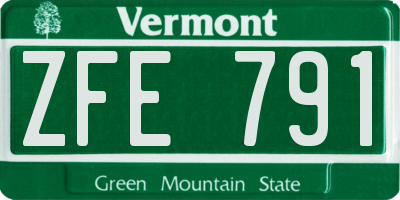 VT license plate ZFE791