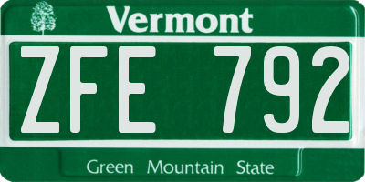 VT license plate ZFE792