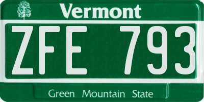 VT license plate ZFE793
