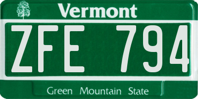 VT license plate ZFE794