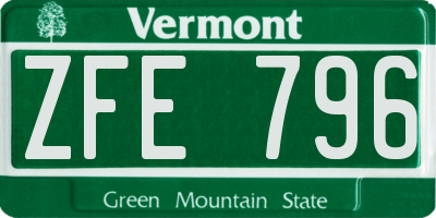 VT license plate ZFE796