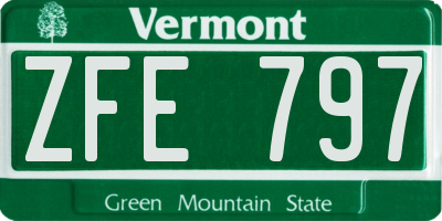 VT license plate ZFE797