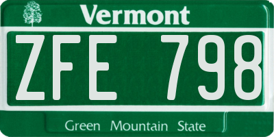 VT license plate ZFE798
