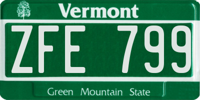 VT license plate ZFE799