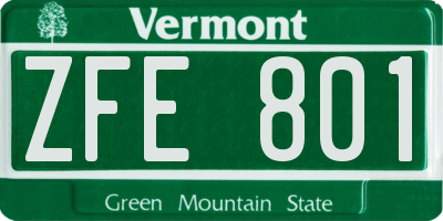 VT license plate ZFE801