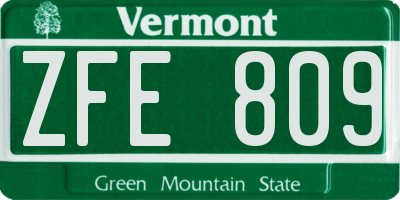 VT license plate ZFE809