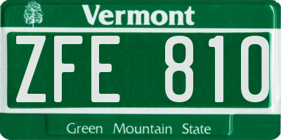 VT license plate ZFE810