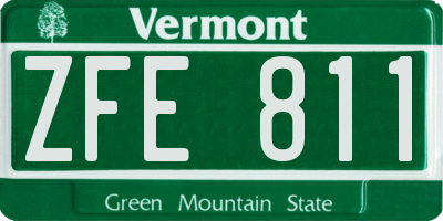 VT license plate ZFE811
