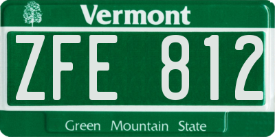 VT license plate ZFE812