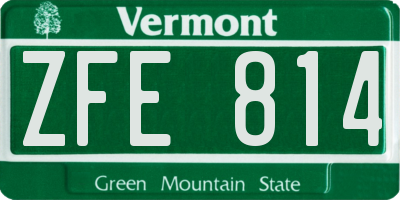 VT license plate ZFE814