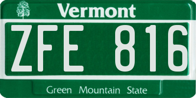 VT license plate ZFE816