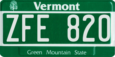 VT license plate ZFE820