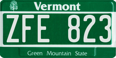 VT license plate ZFE823