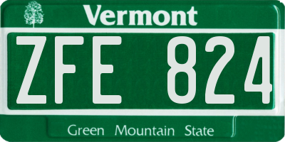 VT license plate ZFE824