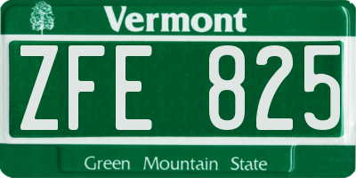 VT license plate ZFE825