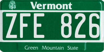 VT license plate ZFE826