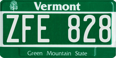VT license plate ZFE828