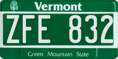 VT license plate ZFE832