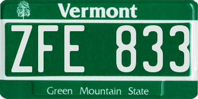 VT license plate ZFE833