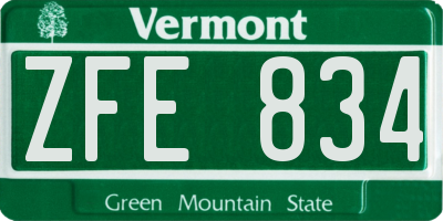 VT license plate ZFE834