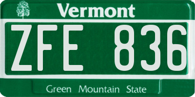 VT license plate ZFE836