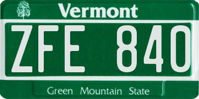 VT license plate ZFE840