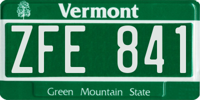 VT license plate ZFE841