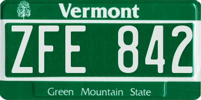 VT license plate ZFE842