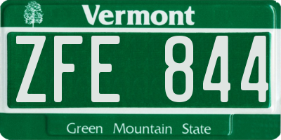 VT license plate ZFE844